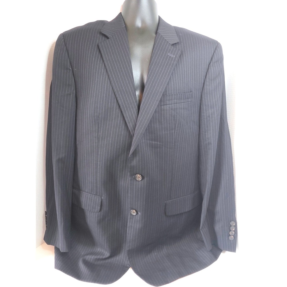Ralph Lauren Mens 44L Navy Blue Pinstripe 100% Wool Suit Jacket Blazer Dillard's